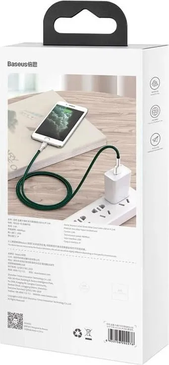 Kabllo USB në Lightning Baseus CALJK-B06, 2m, e gjelbër - 7