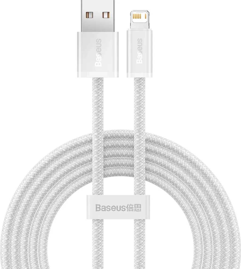 Kabllo USB në Lightning Baseus CALD000502, 2m, Bardhë - 1