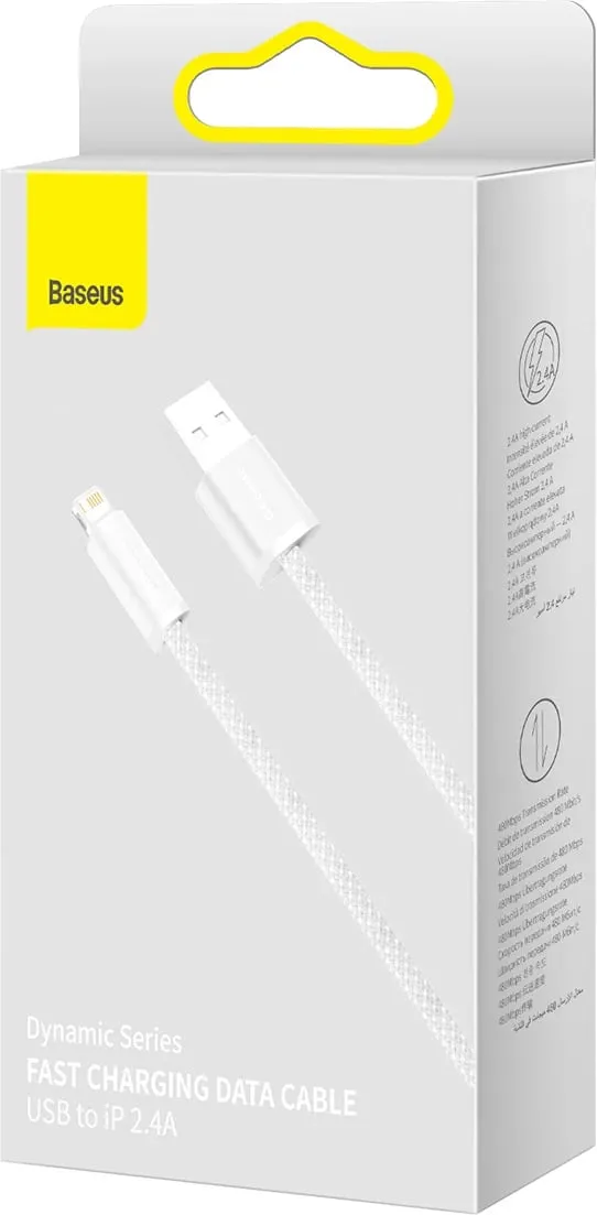 Kabllo USB në Lightning Baseus CALD000502, 2m, Bardhë - 5