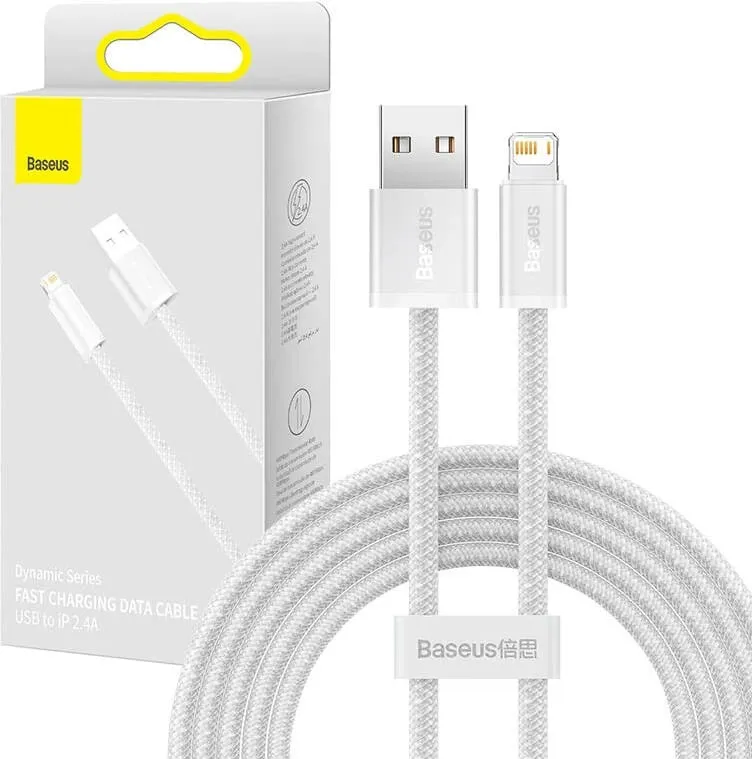 Kabllo USB në Lightning Baseus CALD000502, 2m, Bardhë - 6