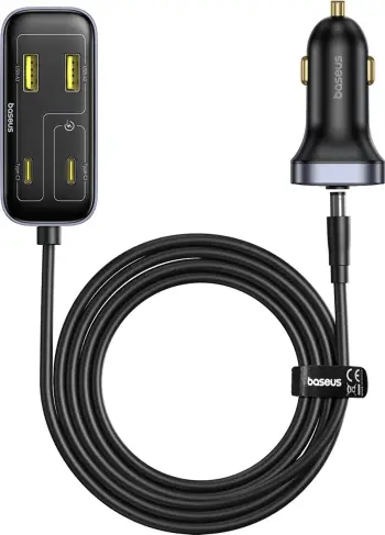 Karikues veture Baseus BackseatPal L1, 110W, 3x USB-A + 3x USB-C, kabllo 1.5m, zi