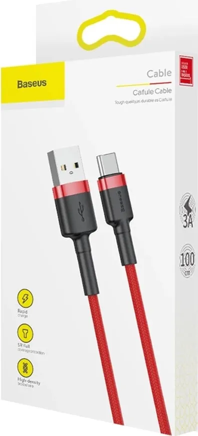 Kabllo Baseus Cafule CATKLF-B09 USB-A në USB-C, 1m, e kuqe - 6