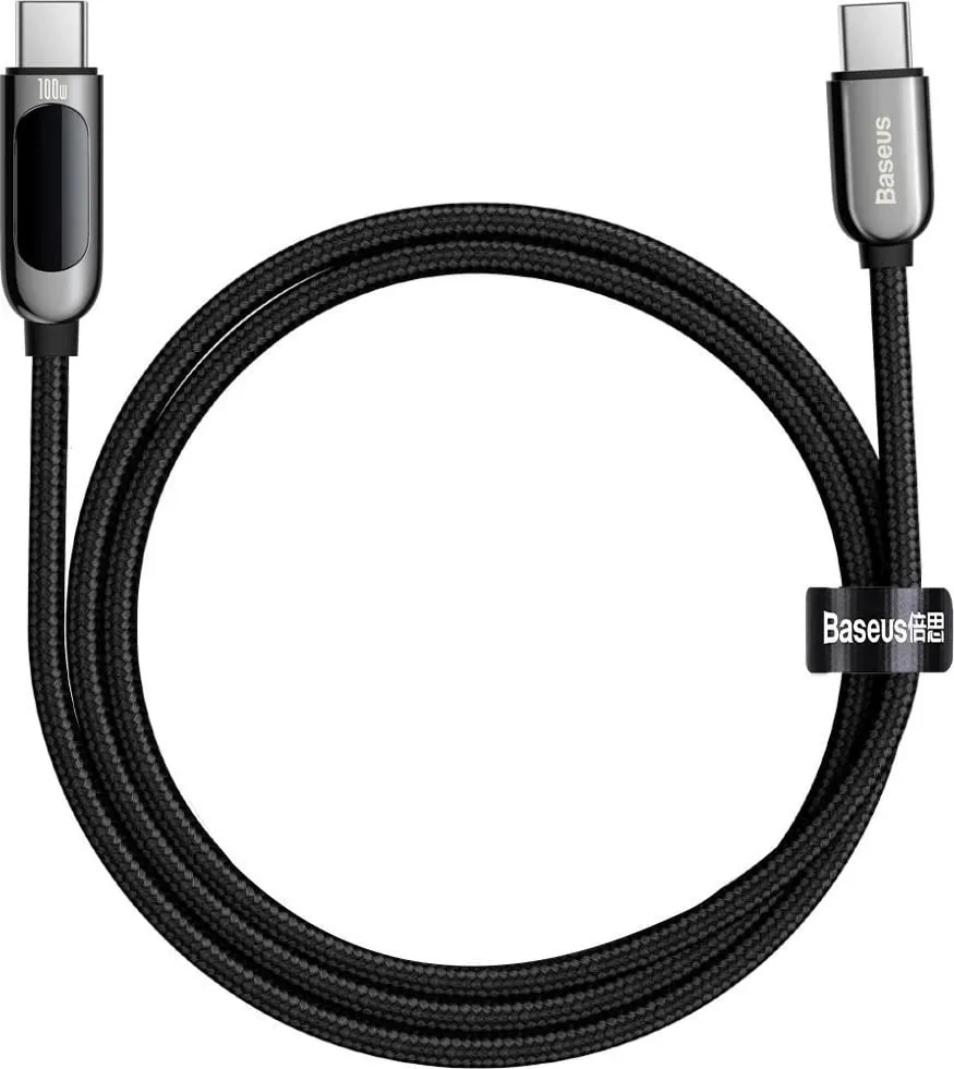 Kabllo USB-C në USB-C Baseus CATWJ-01, 1m, 100W, e zezë - 2