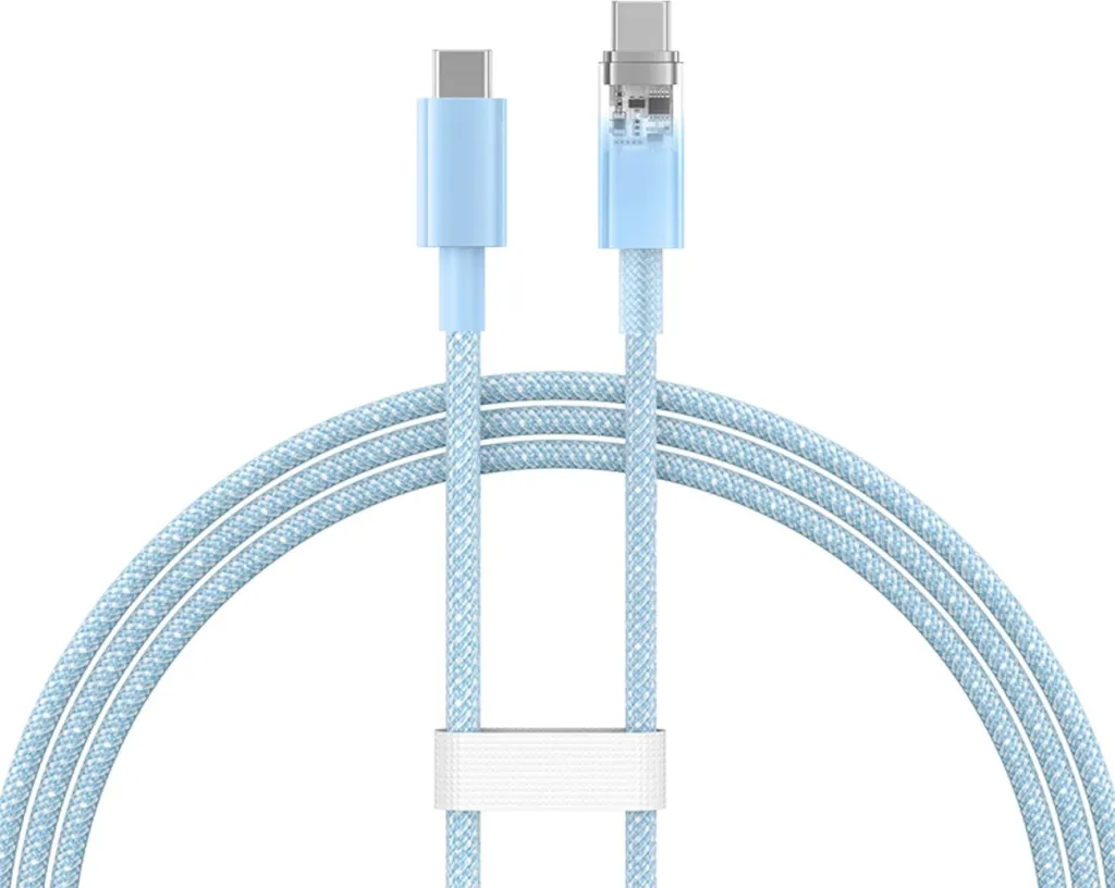 Kabllo USB-C në USB-C Baseus Explorer, 1m, 100W, Sensor temperature, Blu - 2