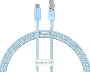 Kabllo USB-C në USB-C Baseus Explorer, 1m, 100W, Sensor temperature, Blu