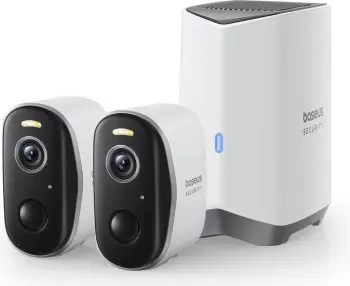 Set kamerash sigurie Baseus Security N1 Plus Dual 2K, 2 kamera, 16GB memorie, IP67, Bardhë