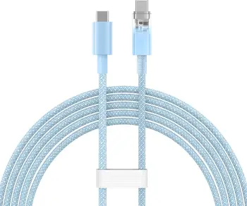 Kabllo USB-C në USB-C Baseus Explorer 2m, 100W, Sensor temperature, Blu