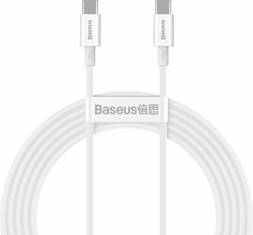 Kabllo USB-C në USB-C Baseus CATYS-C02, 2m, 100W, e bardhë - 1