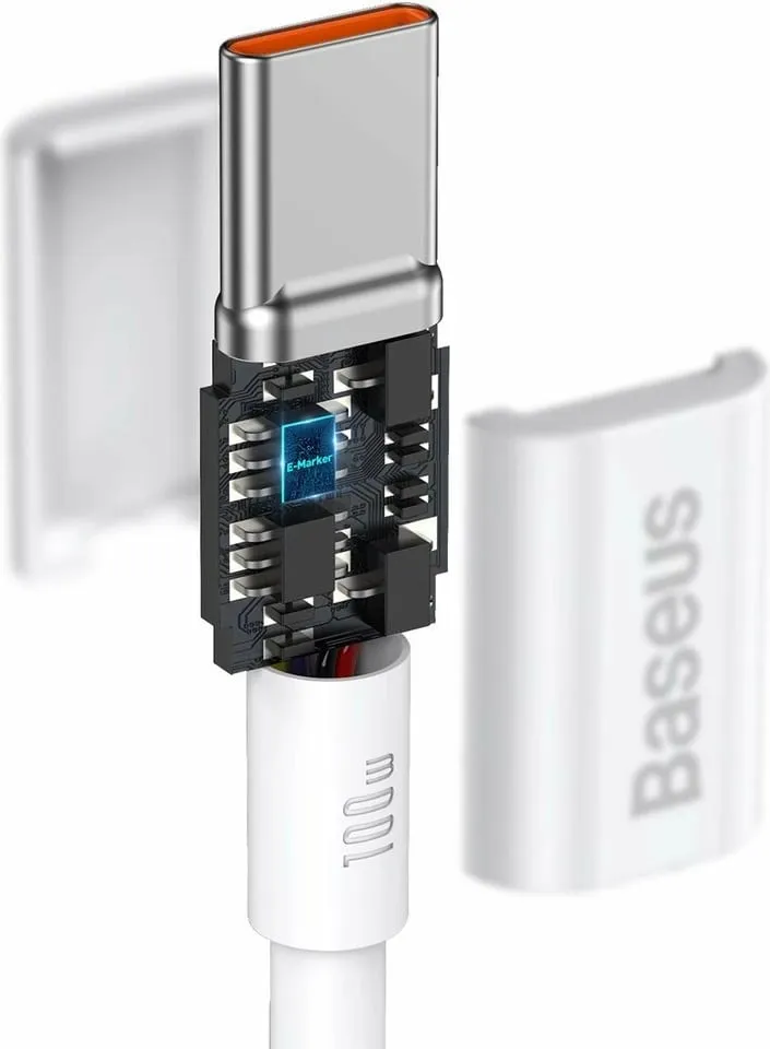 Kabllo USB-C në USB-C Baseus CATYS-C02, 2m, 100W, e bardhë - 6