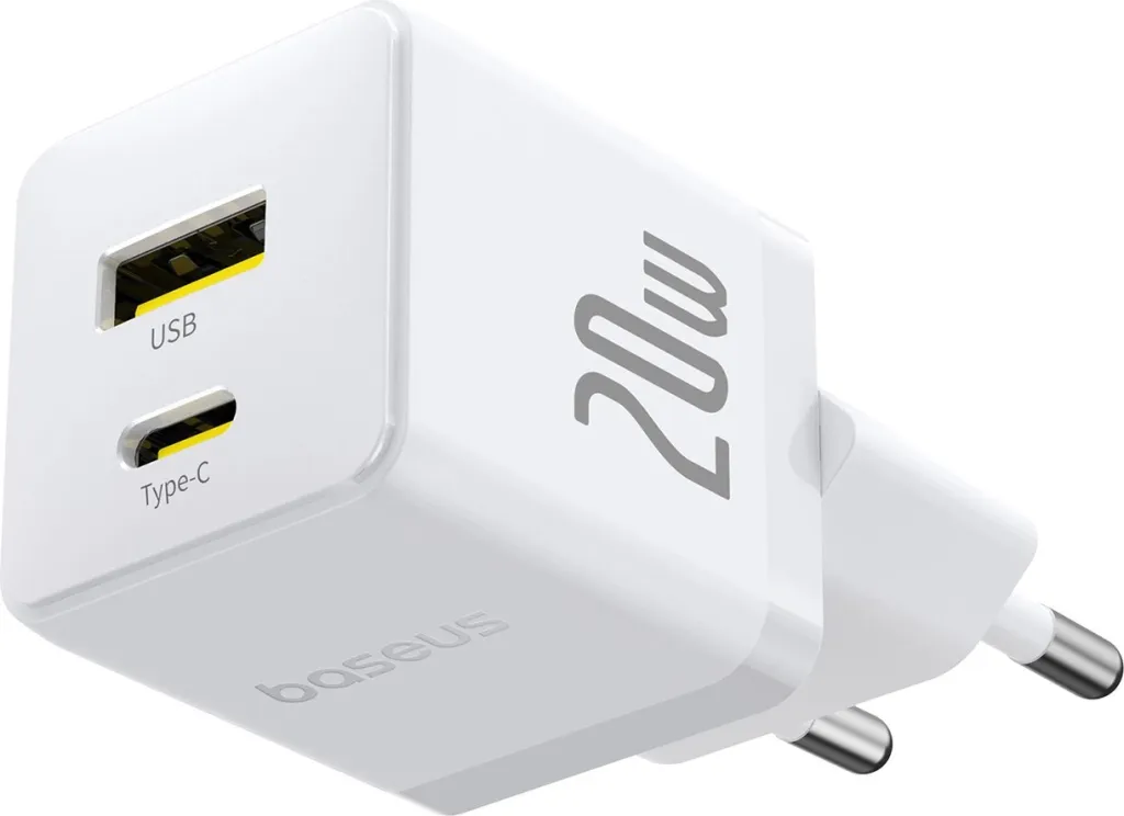 Karikues muri Baseus Palm 20W, USB-C & USB-A, i bardhë - 2