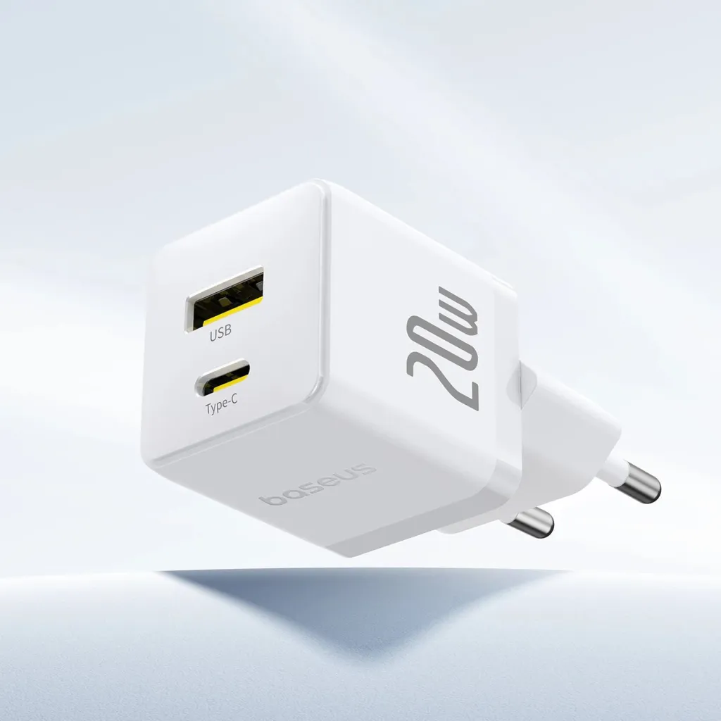 Karikues muri Baseus Palm 20W, USB-C & USB-A, i bardhë - 5
