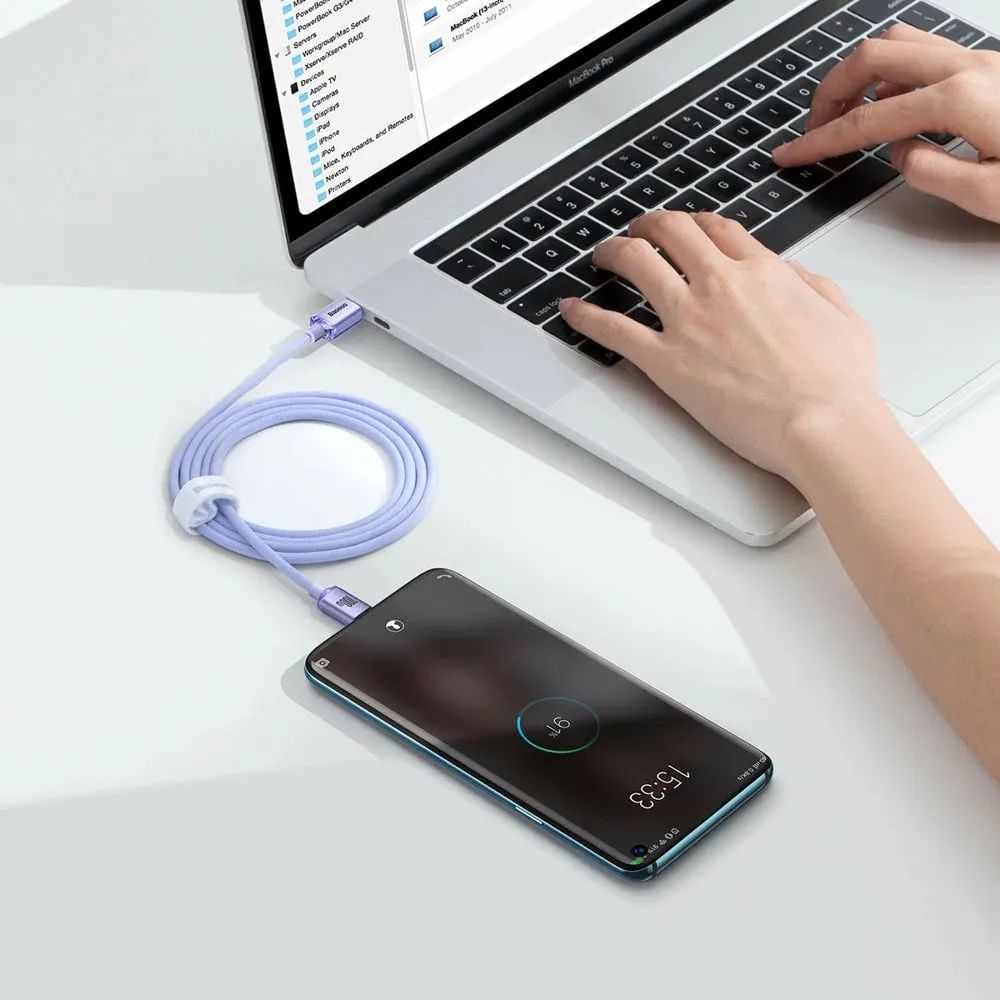 Kabllo USB-C në USB-C Baseus CAJY000701, 1.2m, 100W, Vjollcë - 6