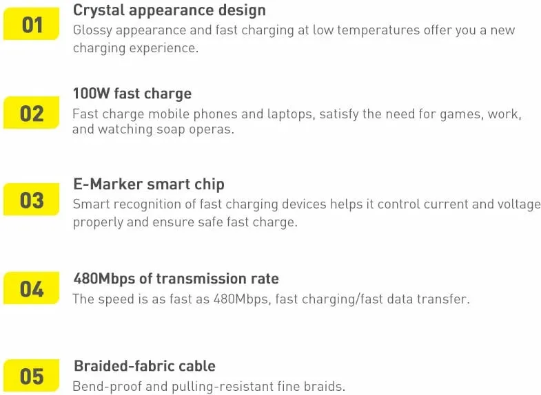 Kabllo USB-C në USB-C Baseus CAJY000701, 1.2m, 100W, Vjollcë - 8