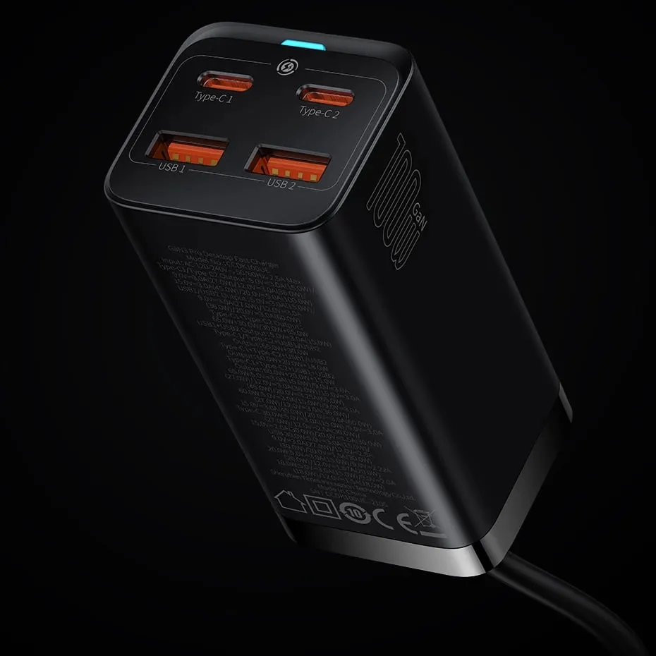 Karikues universal Baseus GaN3 Pro, 100W, 2x USB-C, 2x USB-A, i zi - 12