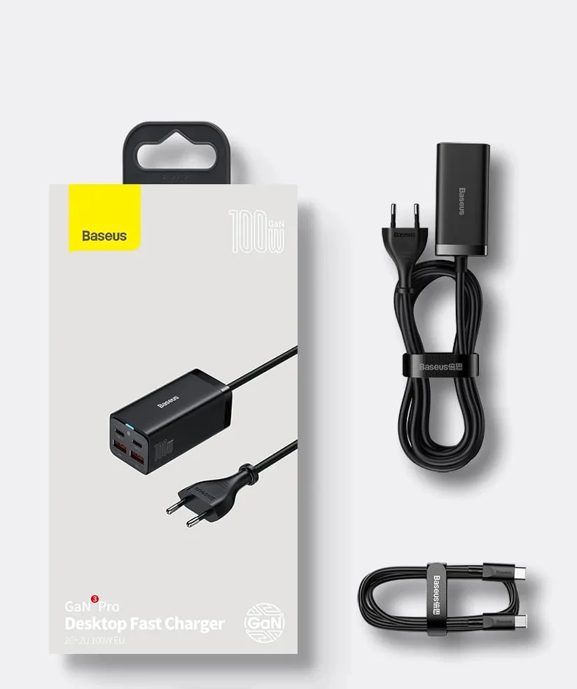 Karikues universal Baseus GaN3 Pro, 100W, 2x USB-C, 2x USB-A, i zi - 5