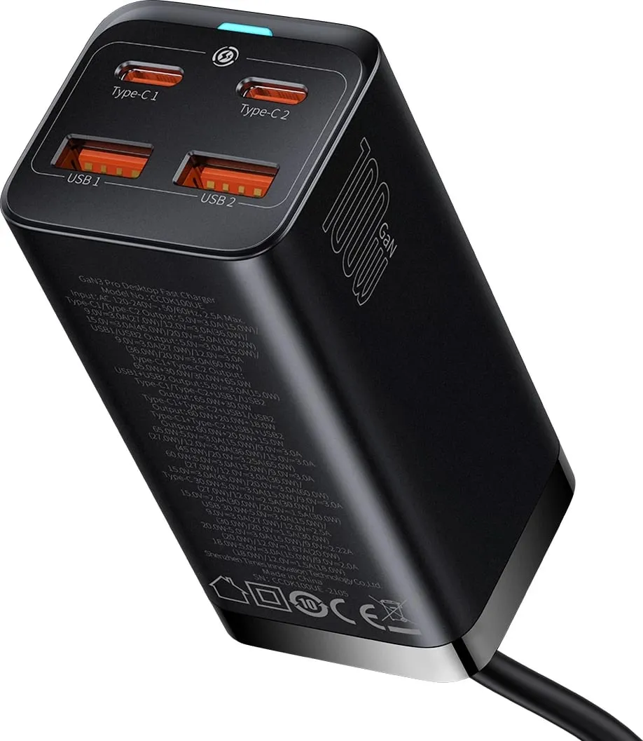 Karikues universal Baseus GaN3 Pro, 100W, 2x USB-C, 2x USB-A, i zi - 6