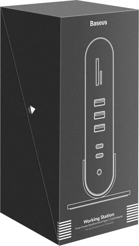 Kasë HUB multifunksional Baseus CAHUB-DG0G, 16 porta, 100W, Gri - 6
