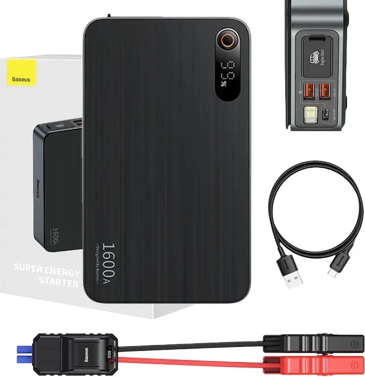 Powerbank/Starter veture, Baseus Super Energy PRO CGNL070001, 16000 mAh 1600A 12V PD 65W, e zezë - 1