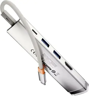 HUB USB-C 5-në-1, Baseus, UltraJoy BS-OH165, HDMI 4K@60Hz, USB3.0x2, PD 100W, RJ45 1Gbps, gri