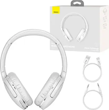 Kufje pa tela Baseus Encok D02 Pro, Bluetooth 5.0, palosëse, të bardha