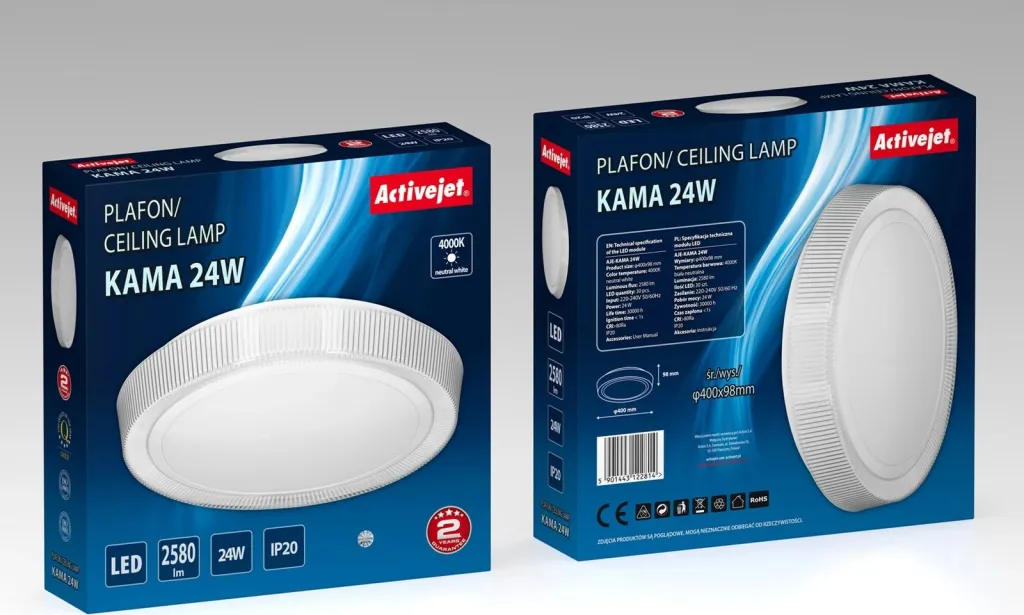 Llambë tavani LED Activejet AJE-KAMA, 24W, 4000K, e bardhë - 5