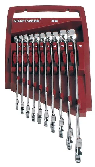 Set çelësa Kraftwerk Ector 8-19 mm, kuq errët/ zi, 10 copa - 1