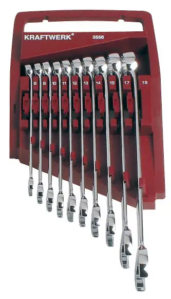 Set çelësa Kraftwerk Ector 8-19 mm, kuq errët/ zi, 10 copa