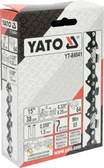 Zinxhiri Yato Saw 15 ", 64 lidhje të përfunduara me 0.325" gjysmë daltë