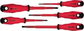 Set kaçavidash Yato YT-2827, 3-5.5 mm, PH1-PH2, 5 copë, 1000V, të kuqe