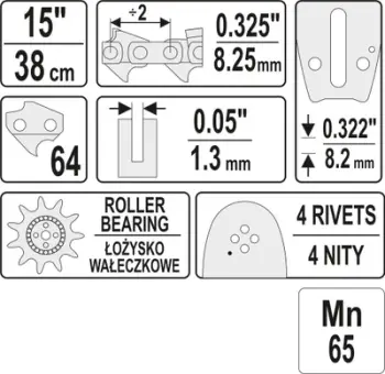 Mbajtës zinxhiri për sharrë Yato 0.325 U ,15''