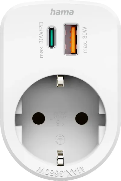 Multi prizë Hama 30W, Fast Charge, 1 USB-C PD, 1 USB-A, 223343 - 2