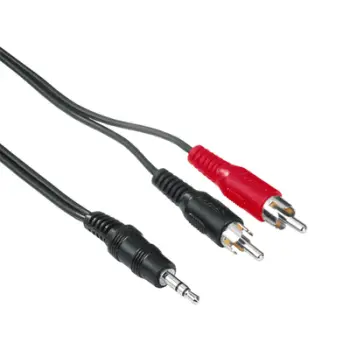 Kabllo Hama audio stereo 3.5mm - 2 RCA, 5m, e zezë