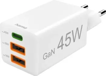 Karikues rrjeti Hama mini GaN 45W PD/QC 1x USB-C, 1x USB-A, bardhë