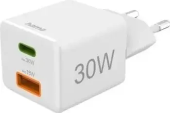 Karikues mini Hama PD/QC, 2x USB-A, 30W, i bardhë