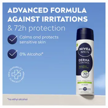 Antiperspirant sprej për meshkuj Nivea Men Derma Control Sensitive, 150 ml