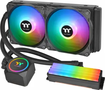 Ftohës me ujë AIO Thermaltake Floe RC 240, RGB, për CPU dhe RAM, i zi