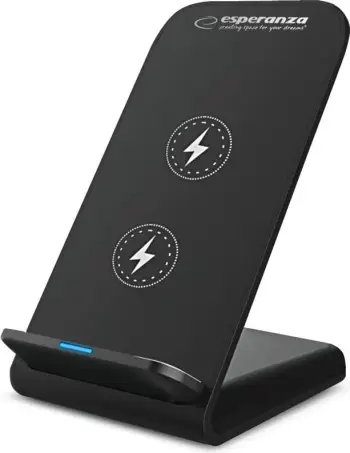 Mbajtëse tavoline për telefon Esperanza PHOTON EZC101, karikues wireless 15W, USB Type C, e zezë