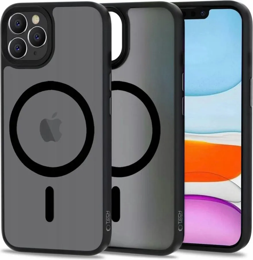 Mbështjellës Tech-Protect MagMat për iPhone 11 Pro, MagSafe, gjysmë-transparent, zi - 1