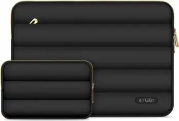 Kasë laptopi Tech-Protect Puffy 15-16", set me çantë për aksesorë, e zezë