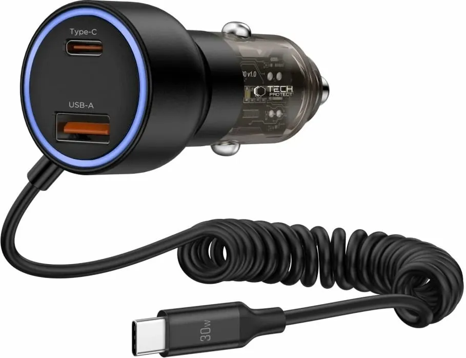 Karikues veture Tech-Protect CC05, 2 porta, 60W, me kabllo USB-C, Zi - 2