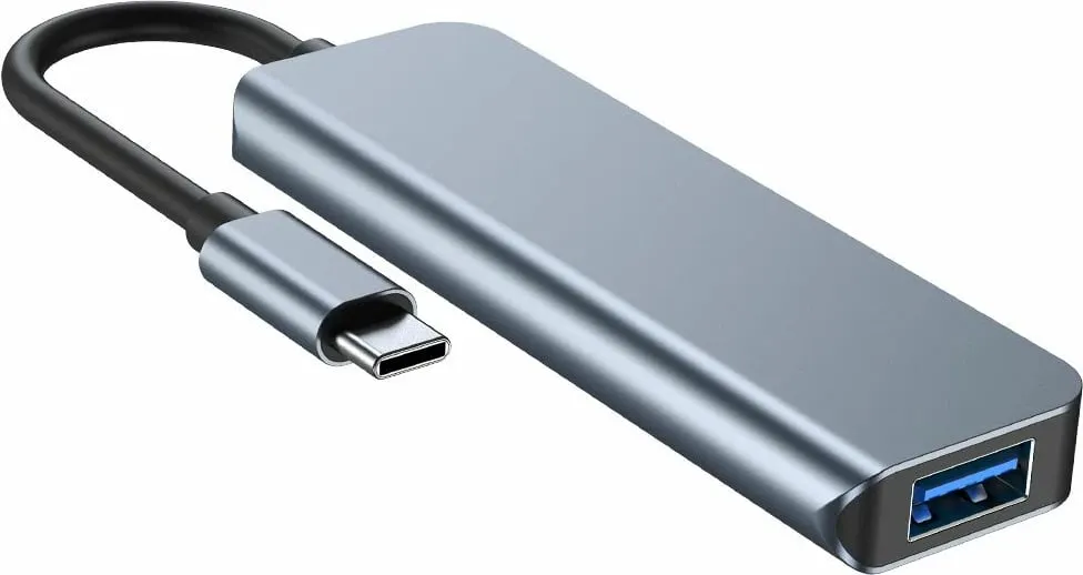 HUB Tech-Protect V1 4in1, USB-C në 3x USB-A 2.0 / USB-A 3.0, Gri - 3