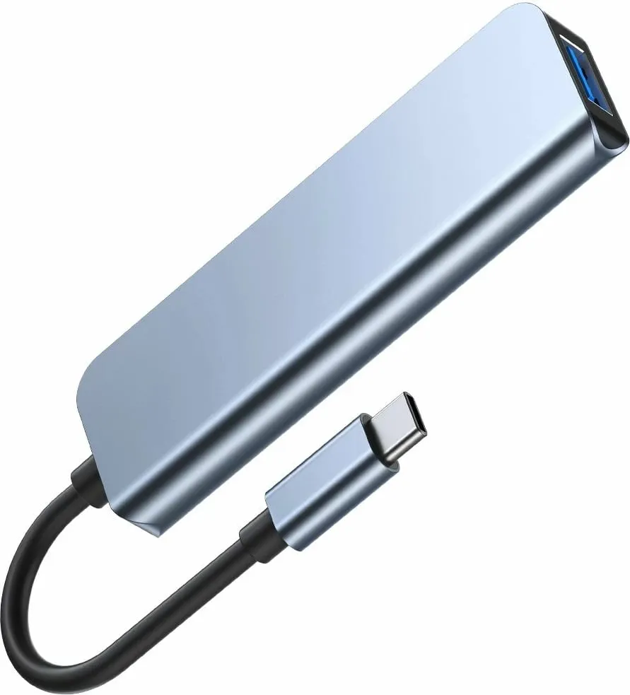 HUB Tech-Protect V1 4in1, USB-C në 3x USB-A 2.0 / USB-A 3.0, Gri - 5