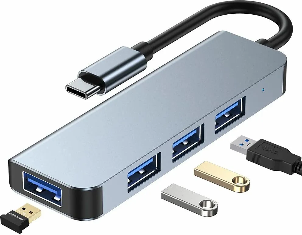 HUB Tech-Protect V1 4in1, USB-C në 3x USB-A 2.0 / USB-A 3.0, Gri - 8