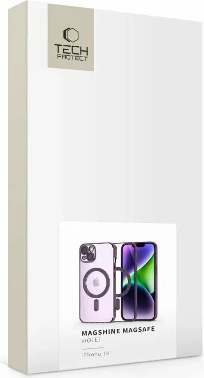 Mbështjellës Tech-Protect MagShine Line për iPhone 14, MagSafe, Transparent/Vjollcë - 7