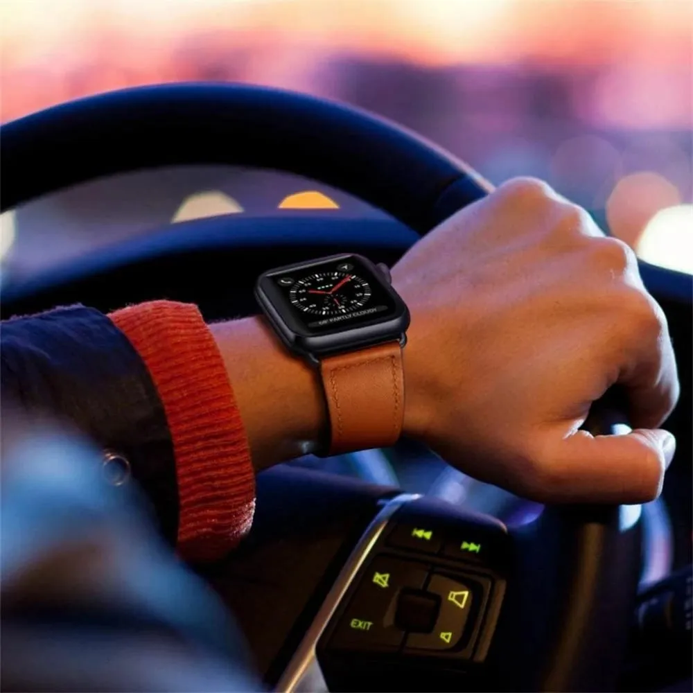Rrip lëkure për Apple Watch Tech-Protect Leatherfit, 38/40/41 mm, Kafe - 3