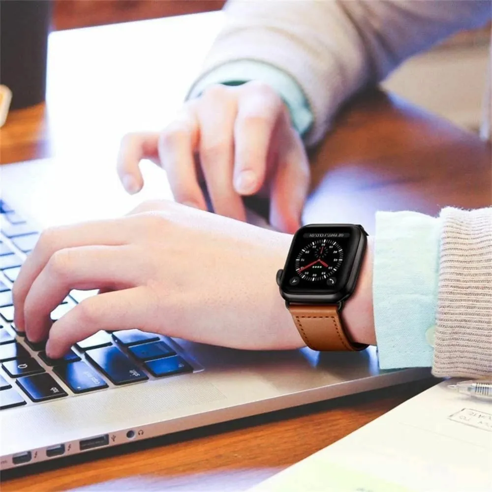 Rrip lëkure për Apple Watch Tech-Protect Leatherfit, 38/40/41 mm, Kafe - 5