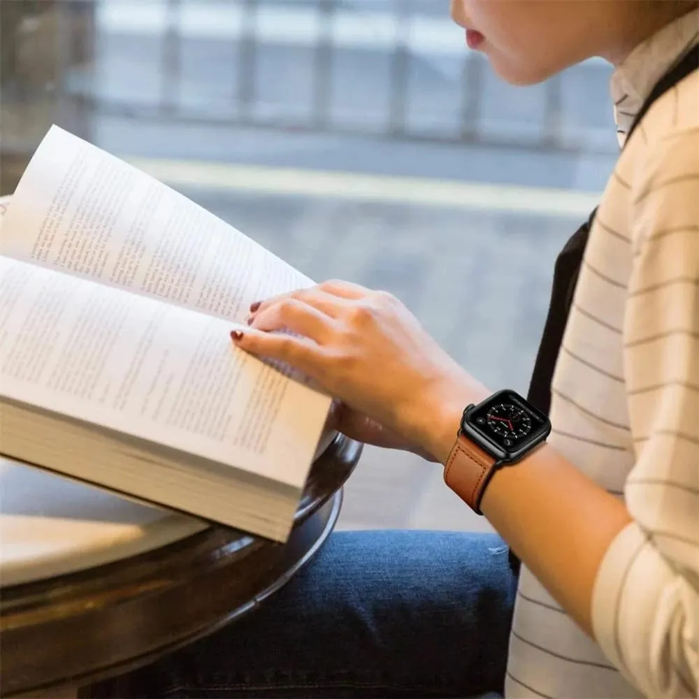 Rrip lëkure për Apple Watch Tech-Protect Leatherfit, 38/40/41 mm, Kafe - 6