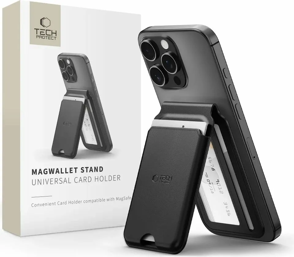 Mbajtës kartelash për smartphone Tech-Protect MagWallet Stand MagSafe, i zi - 1