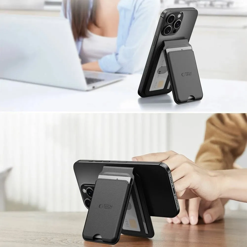 Mbajtës kartelash për smartphone Tech-Protect MagWallet Stand MagSafe, i zi - 4