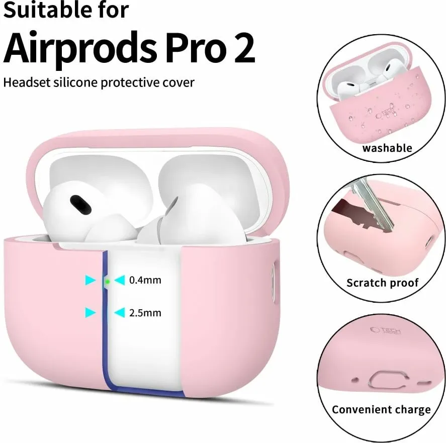 Mbështjellës Tech-Protect për AirPods Pro/Pro 2, silikon, rozë - 2